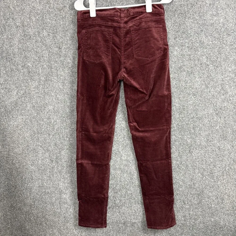 J.CREW Pants Womens Size 28 Plum Burgundy Velvet Skinny Fall Winter Staple